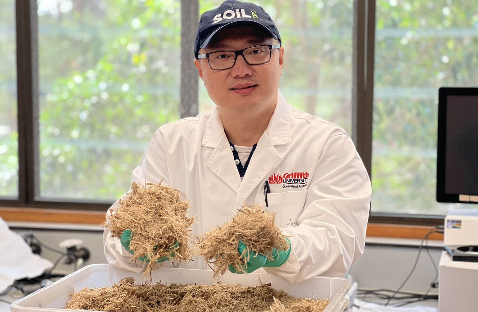 Soil CRC research Dr Jason Xu pictured in a Griffith University laboratory
