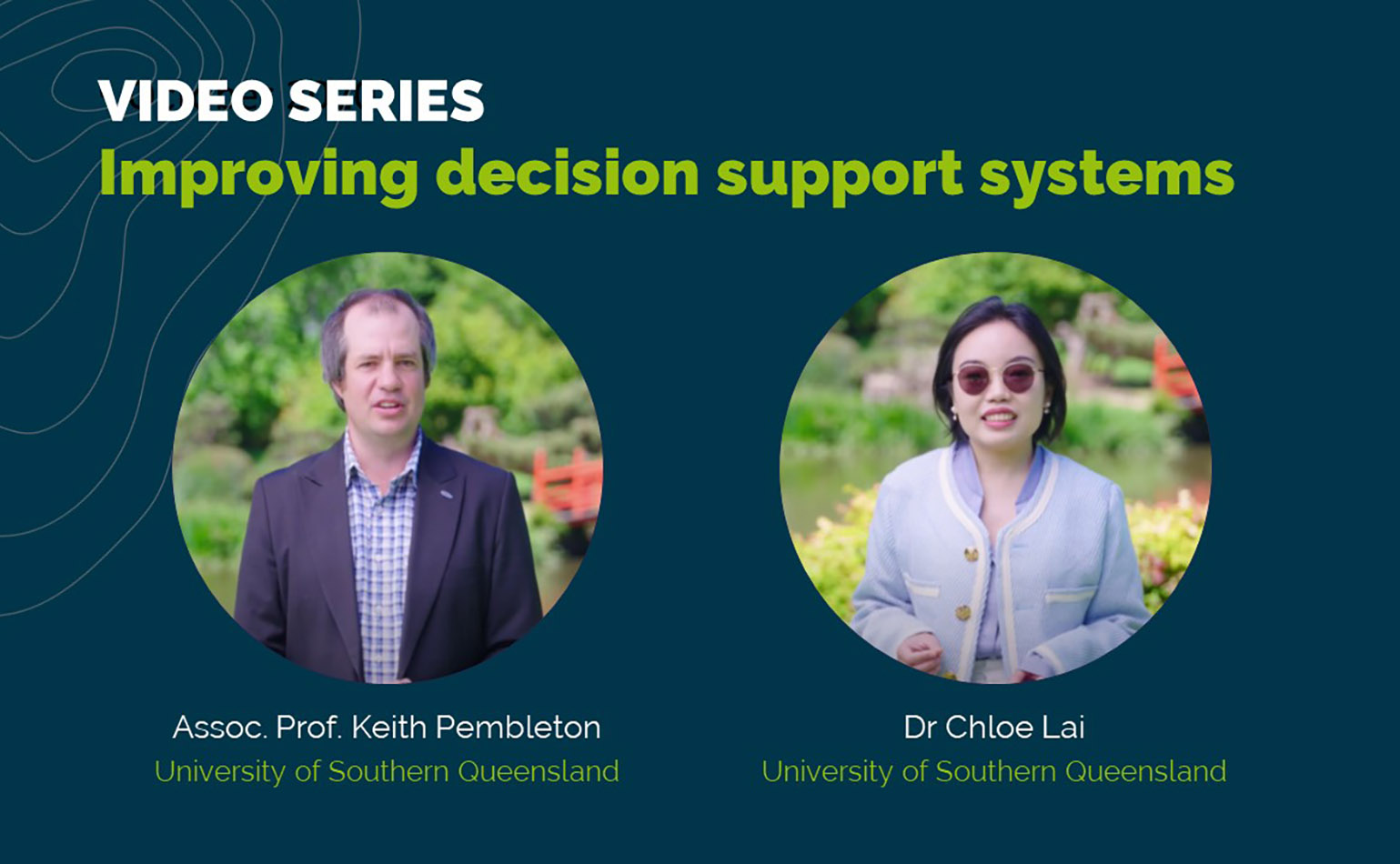 Photos of Keith Pembleton and Chloe Lai featuring in the Soil CRC's decision support system video series.