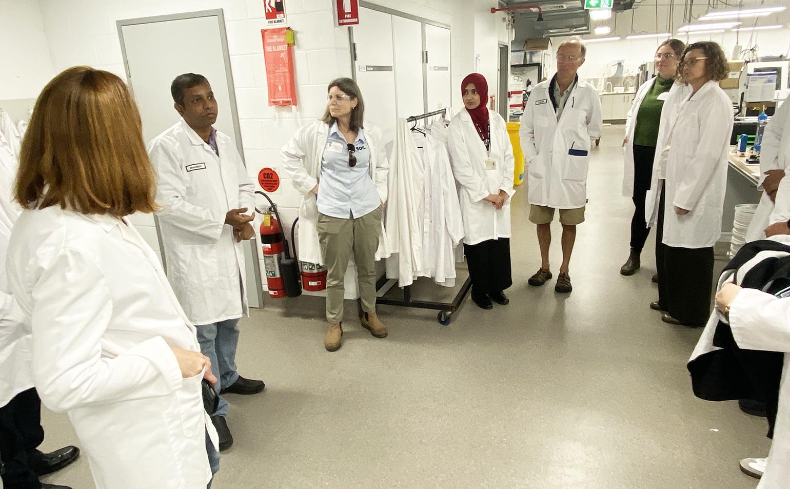 Smart Soils Community of Practice members on a tour of the University of Newcastle's labs