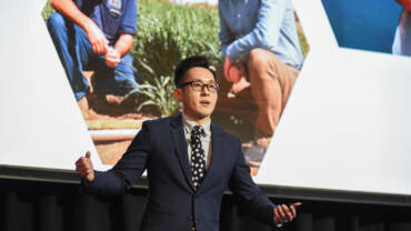 Soil CRC PhD student Reuben Mah presents his winning pitch