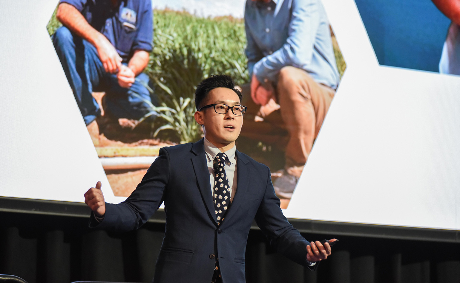 Soil CRC PhD student Reuben Mah presents his winning pitch