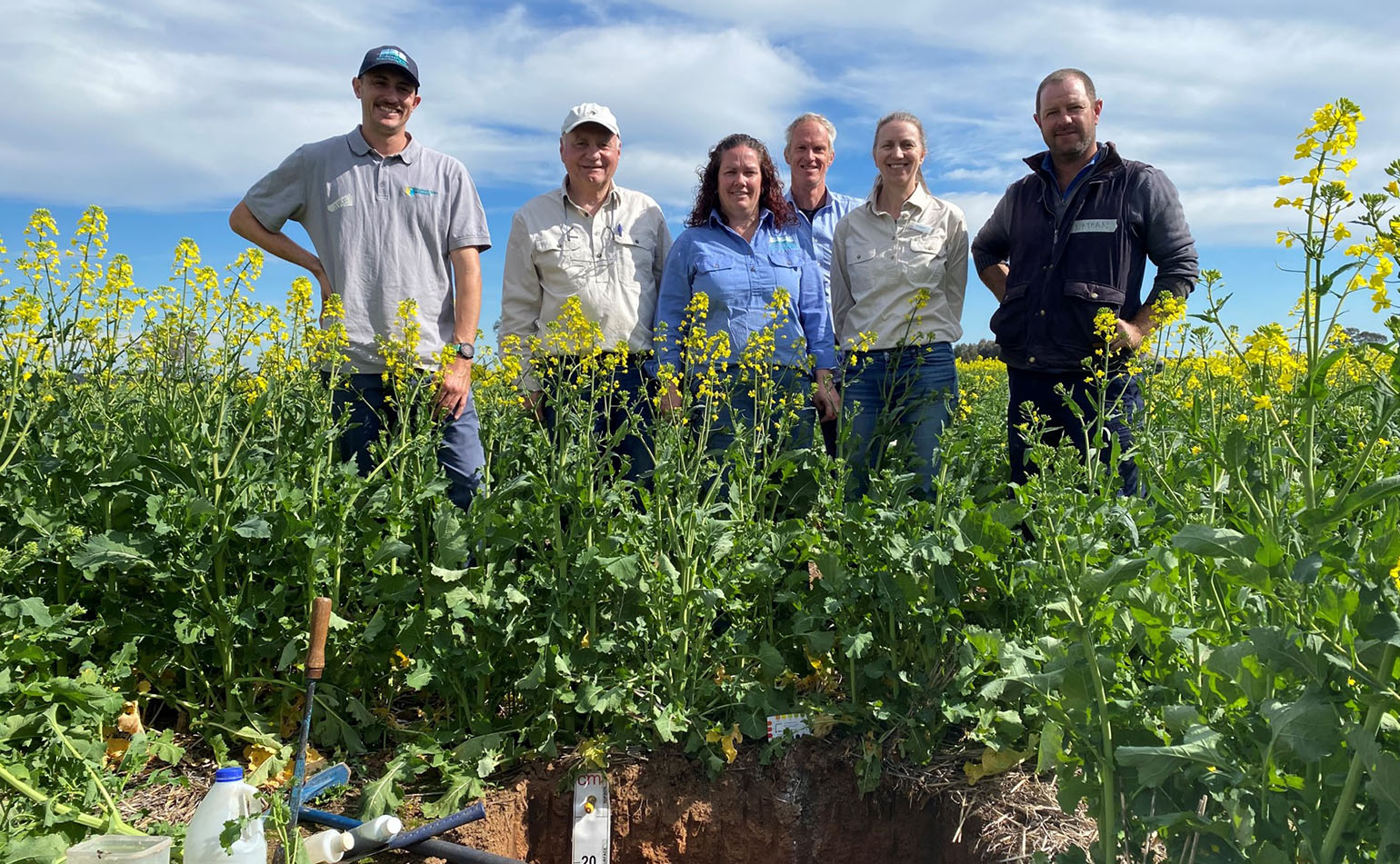 Soil CRC Burramine site collaborators including the host farmer and researchers from UniSQ, SCU, NSW DPIRD and Riverine Plains Inc. August 2024