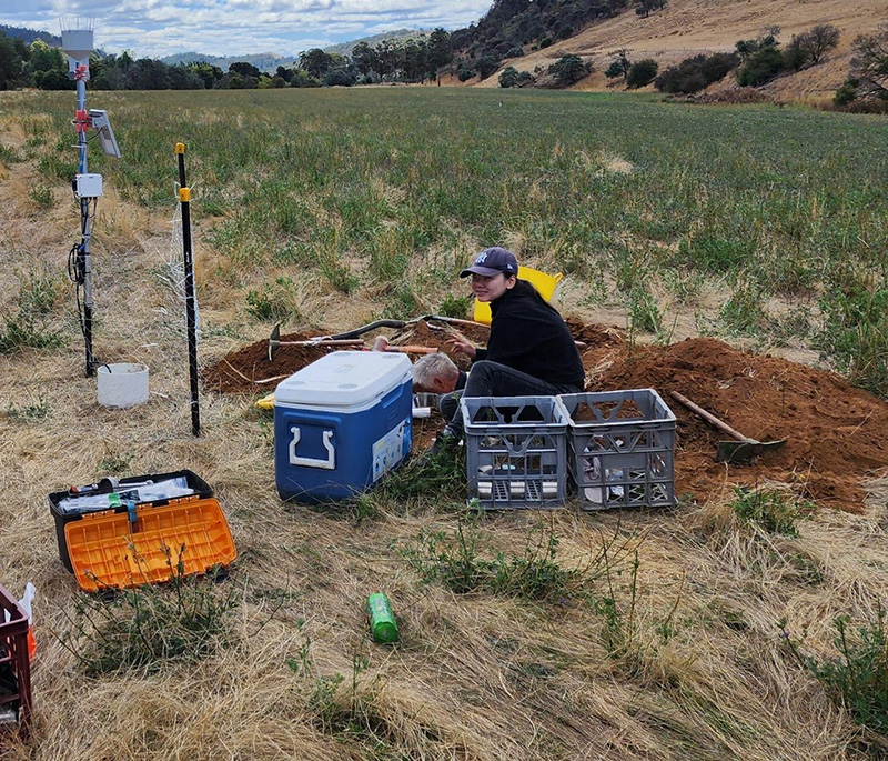 Chenting Jiang working in the field during her PhD with the University of Tasmania.