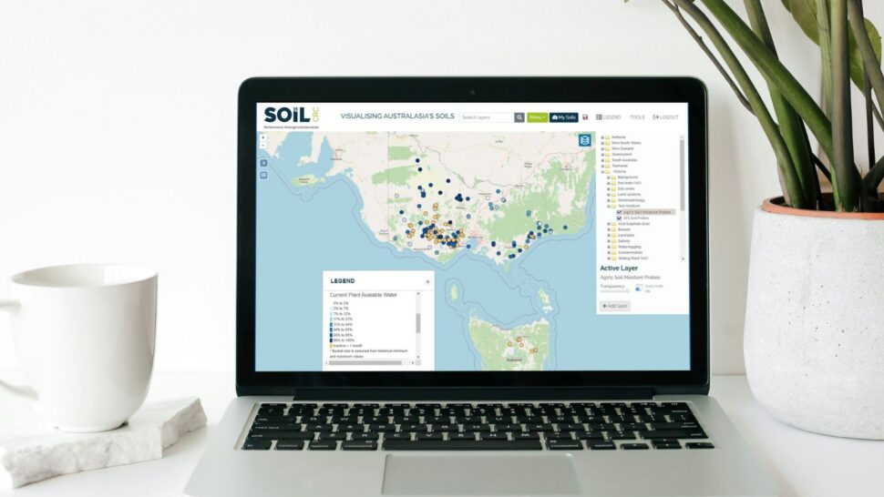 A screenshot of the Visualising Australasia's Soils (VAS) soil data portal.